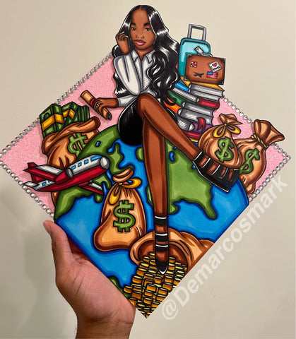 Fly Girl Checking Out 3D Grad Cap Topper
